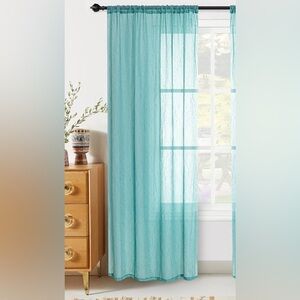 💟 $4 SALE! Teal Sheer Curtain with Rod Pocket-Crinkle Sheer 51" x 84”